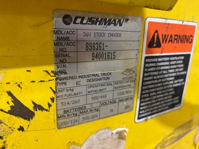 36 VOLT CUSHMAN MODEL #898361 STOCK CHASER/TUGGER CART: YOBRO #24652