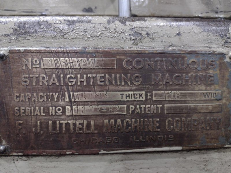 12" X .093" LITTELL MODEL #418-7PDL 7 ROLL MOTORIZED COIL STRIP STRAIGHTENER: YOBRO #24942