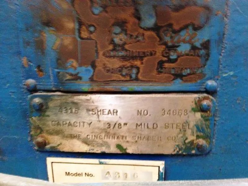 CINCINNATI 16' X 3/8" MECHANICAL PLATE SHEAR, S/N 34668, STOCK# 13252J