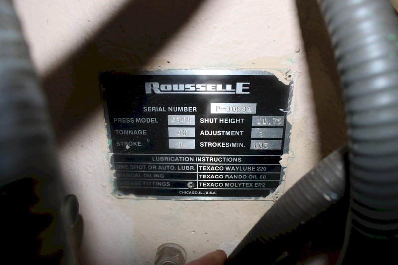 40 TON ROUSSELL DOUBLE CRANK GAP FRAME PRESS: STOCK #75133