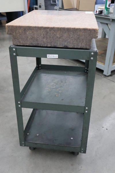 Starrett Granite Surface Plate, Pink, 2-Ledge, with Stand - 24"  18" x 4"- Auction Item