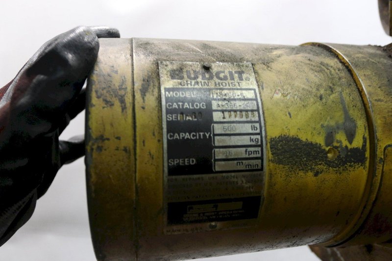 500 LB BUDGIT ELECTRIC POWERED CHAIN HOIST: STOCK #11967