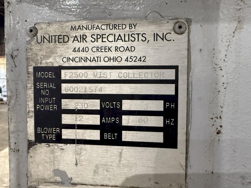 2,500 CFM UAS DUST-HOG MODEL F2500 MIST COLLECTOR: YOBRO #24129