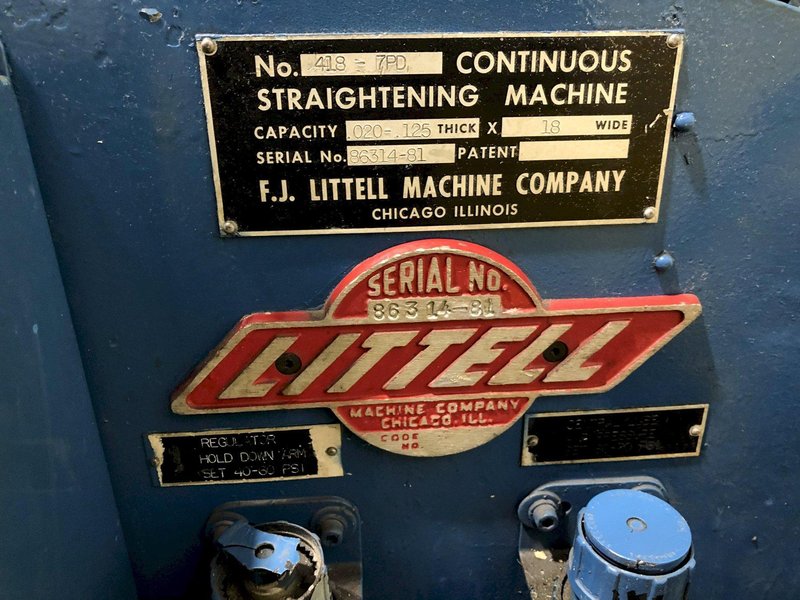 18'' X 0.125' LITTELL MODEL #418-7PD 7-ROLL COIL STRAIGHTENER: STOCK #15023