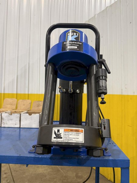 KURT HYDRAULIC HOSE CRIMPER SYSTEM, WITH TOOLING, SAW &amp; WORK BENCH: YOBRO #26220
