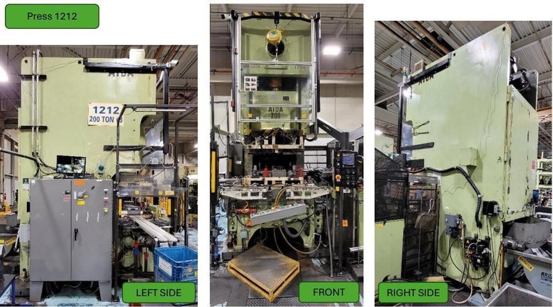 220 TON AIDA #NCI-200(2) PRESS LINE, COMPLETE WITH CWP SPACE-SAVER COIL FEED LINE: STOCK #22209