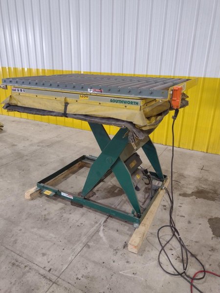 3500 LB X 60" X 48" SOUTHWORTH MODEL #LS4-36 HYDRAULIC SCISSOR LIFT TABLE, 110V SINGLE PHASE: STOCK #20921