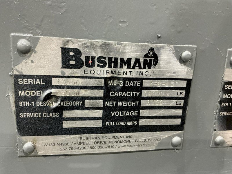 12,000 LB BUSHMAN MODEL #9604 MECHANICAL COIL FLIPPER UPENDER 2015 : YOBRO #26213