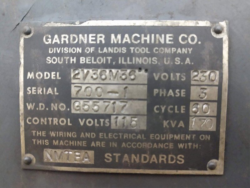36" GARDNER MODEL #2V36M36 VERTICAL DOUBLE DISC SPRING GRINDER: STOCK 14953