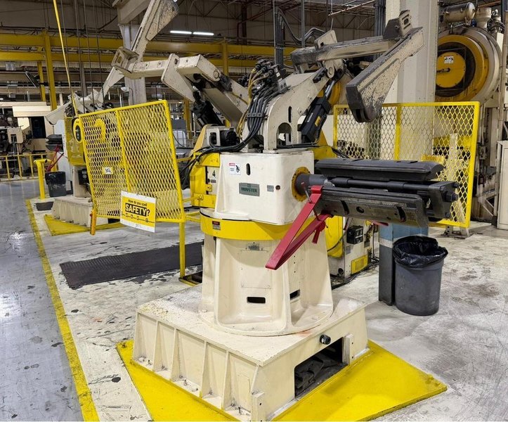 150-ton Minster "Piece-Maker" Back Geared Straight Side Press Model P2-150-60 For Sale, Year 1996 -  Includes Coil Feed Line