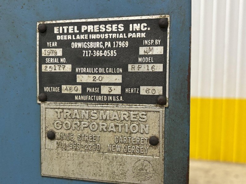 16 TON EITEL MODEL #RP-16 HYDRAULIC C-FRAME PRECISION STRAIGHTENING PRESS, 6" STROKE: YOBRO #23427