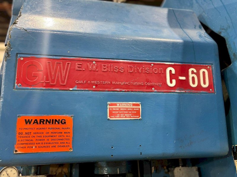 60 TON BLISS MODEL #C-60 OBI PUNCH PRESS 4" STROKE: YOBRO #24082