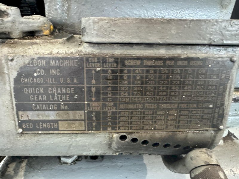 10.5" X 36" SHELDON ENGINE LATHE. STOCK # 0895124