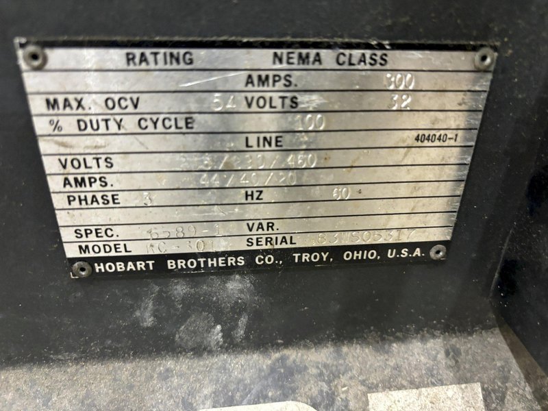 300 AMP HOBART MODEL #RC301 WELDER POWER UNIT: STOCK #21136