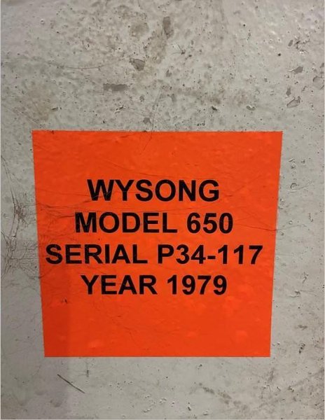 .500" x 72" WYSONG MODEL 650 MECHANICAL SHEAR. STOCK # 0315623