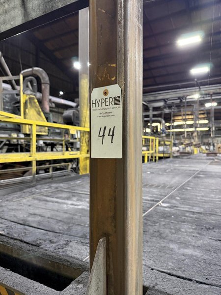 8- air operated pallet line approx. 80' long with air dump and air lifts, 20" x 60" trays, price is for all