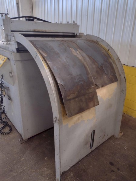 20,000 LB 10 TON X 48" RED BUD (RBI) MOTORIZED COIL REEL / UNCOILER &amp; STRAIGHTENER FEED LINE: STOCK #15277