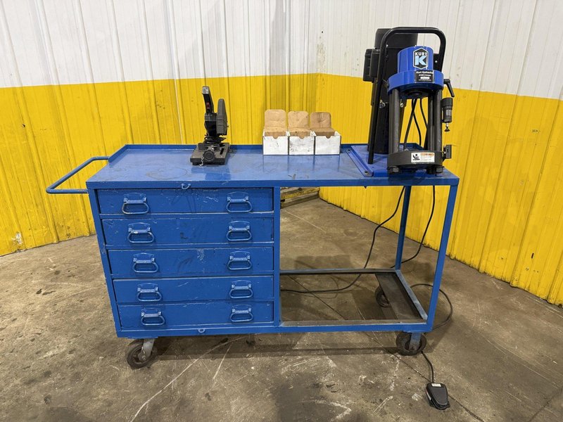 KURT HYDRAULIC HOSE CRIMPER SYSTEM, WITH TOOLING, SAW &amp; WORK BENCH: YOBRO #26220
