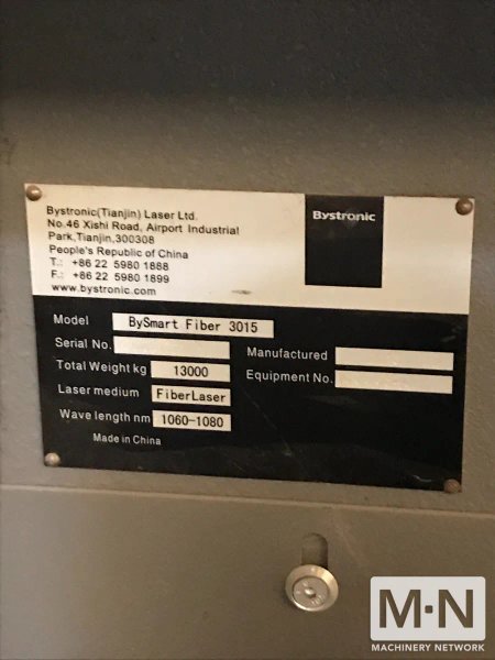 2O16 BYSTRONIC BYSMART 3015 2000 WATT FIBER LASER