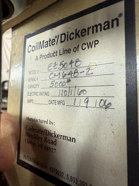 5,000 LB. X 48" COILMATE EZ5048 UNCOILER. STOCK # 0779625