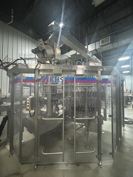 48-Head KHS Rotary Short-Tube Bottle Rinser, Filler, Crowner with Complete Used Bottling Line including Depalletizer, Labeler, Crown Elevator, Case Packer, Case Erector, Carrier Erector, &amp; More, 2013