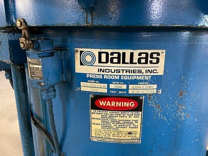 6,000 lbs. x 18" Wide Dallas Double End Servo Conventional Coil Feed Line, New 1998
