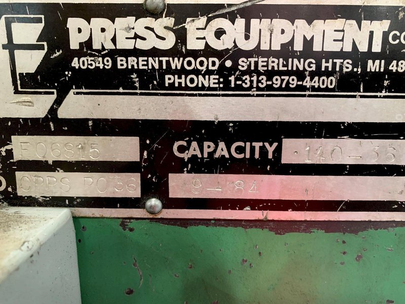 36" Coe Press Equipment Powered Coil Straightener Model# CPPS PO 36