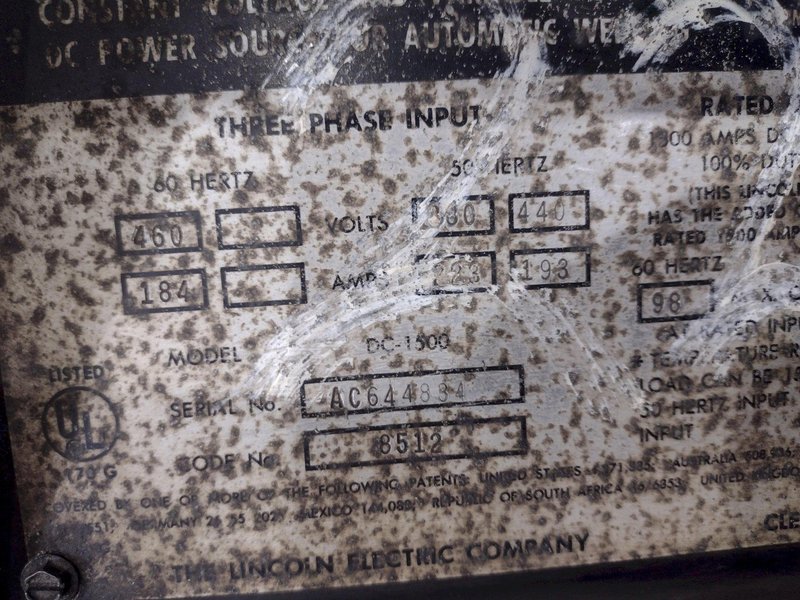 1500 AMP LINCOLN IDEALARC MODEL #DC-1500 WELDER: STOCK #20599