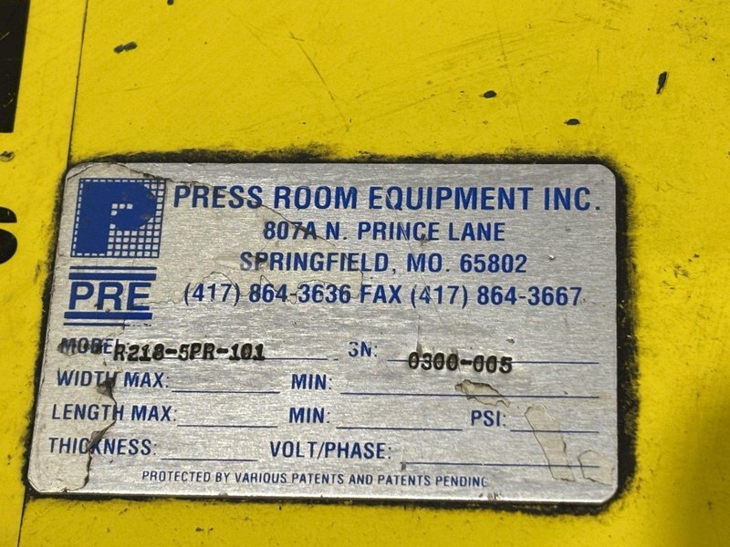 12" W X 18" STROKE PRESS ROOM EQUIPMENT PRE PNEUMATIC COIL STRAIGHTENER &amp; AIR FEEDER : STOCK #23254