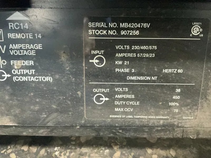 Miller 450 Amp Welder - Dimension Nt 450