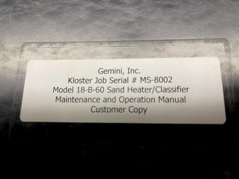 Kloster model 18-b-60 8 ustph heater classifier s/n ms-8002 with Raypark boiler and blower and controls