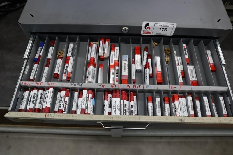 Huot Drill Index - 3 Drawer with Contents: End Mills, Many Carbide, Mostly NEW- Auction Item