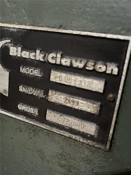 Black Clawson Used 6XTR 6" Single Screw Extruder