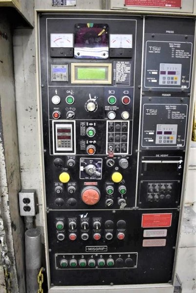 1500 Ton Aida Knuckle Joint Press, Model PK-1500, 9.84" STR, 44.09" SH, 1.18" ADJ, 47.24" x 47.24" Bed, 25-40 SPM Vari