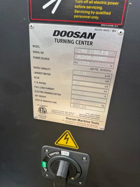 2021 DOOSAN LYNX 2100LSYB CNC LATHE