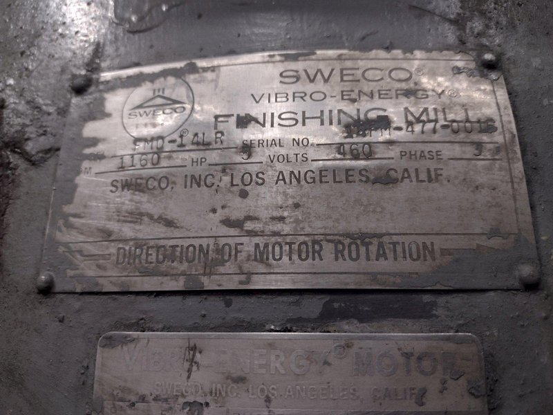 14 FT3 SWECO MODEL #FMD-14LR ROTARY VIBRATORY FINISHING BOWL: YOBRO #24557