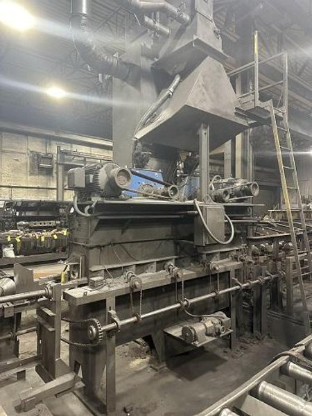 6" X (2) 15 HP WHEEL WHEELABRATOR "SKEW ROLL PIPE &amp; BAR" SHOT BLAST BLASTER SYSTEM