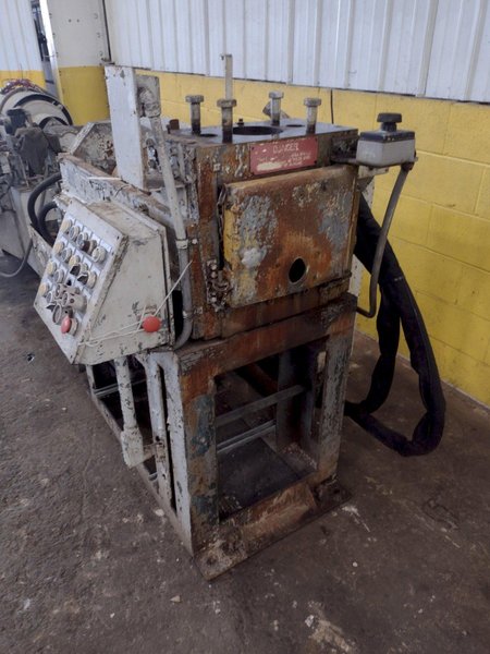 25,000 LB. MITCHELL MODEL #PP550 (4) DIE IN LINE TUBULAR CONVEYOR ROLL SHAFT END FORMING MACHINE: STOCK #15297