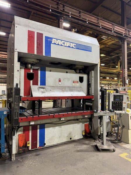 300 TON PACIFIC MODEL #300-OBL-8 102 X 48 HYDRAULIC PRESS, 12" STROKE, NEW 1999: STOCK #23476