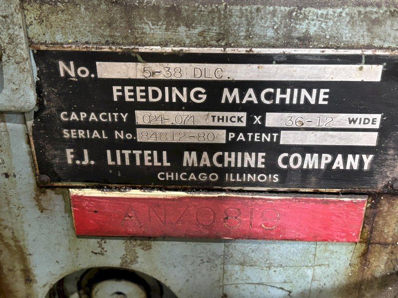 10,000 LBS X 36” X .050” LITTELL COIL FEED LINE: STOCK #21337