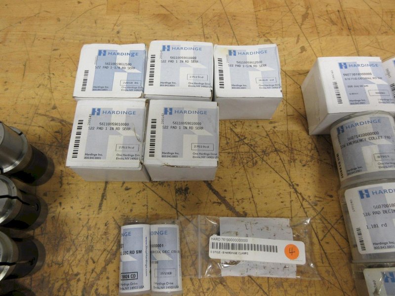 Hardinge Collets, (8) 0166 Precision Swiss Collets, (5) S22 Collet Pads, (8) S16 Collet Pads, (6) TF 25 Collets and More ***Most New In Packages***- Auction Item