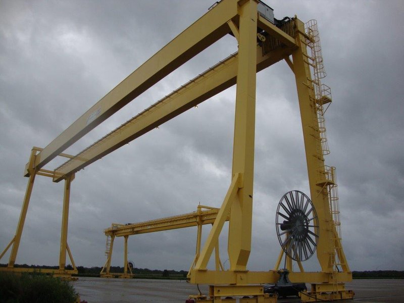 80/40 TON X 195' X 59' LIFT NORTH AMERICAN IND DOUBLE LEG ROLLING GANTRY CRANE: STOCK #14494