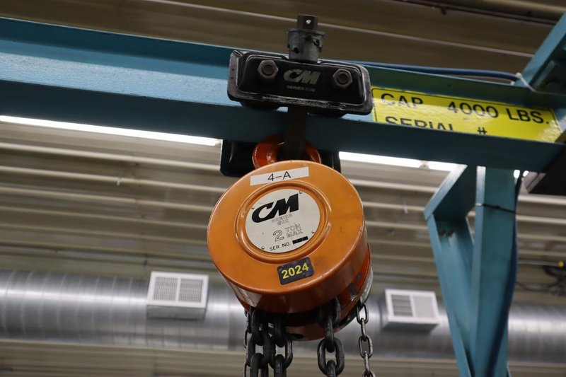 Midwest Crane Heavy Duty Mold Table with Overhead Crane, 4,000 #Capacity, CM Lodestar 2 Ton and 1/2 Ton Hand Chain Hoists - Auction Item