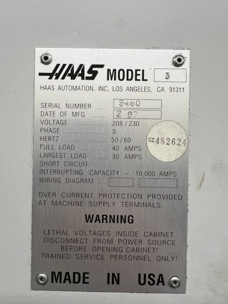 1997 Haas VF-3 CNC Vertical Machining Center | Only 7,700 Hours | One-Owner | Calmotion USB | Selway Serviced 2025 | Under Power | $22,500
