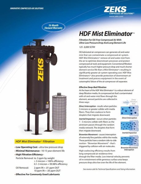8,000 CFM ZEKS MODEL #8000HDF MIST ELIMINATOR VERTICAL TANK: STOCK #23052
