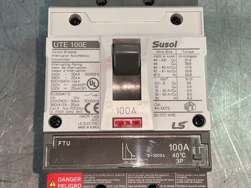 Ls Electric Ute100e Molded Case Circuit Breakers - 02050059ul