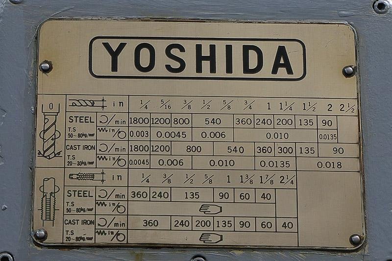 YOSHIDA MODEL YR5-115 RADIAL DRILL, 45" X 12"