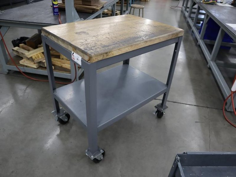 Uline HD Metal Tool Cart with Butcherblock Maple Top- Auction Item