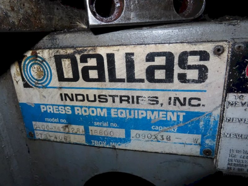 36" X 12" X .090" DALLAS D400 AIR FEEDER. STOCK # 0218226