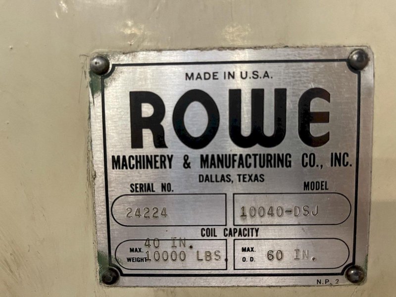 10,000 LBS. X 40" X .110" ROWE SERVO CONVENTIONAL COIL FEED LINE FOR METAL STAMPING